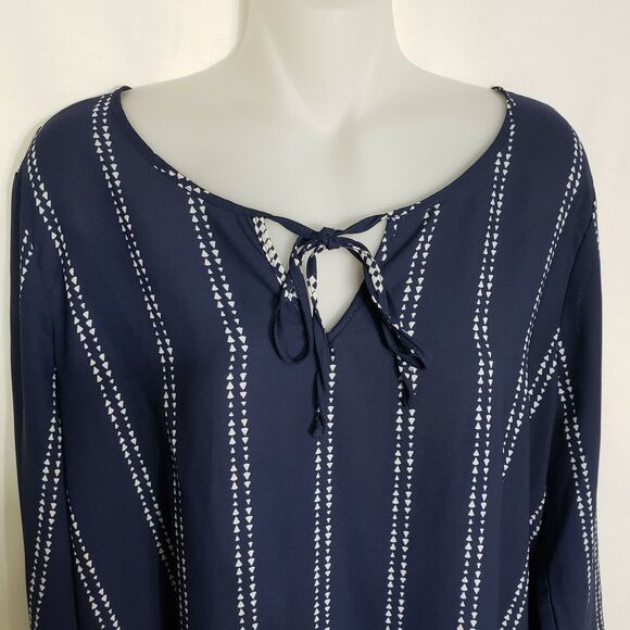 Charming Charlie Womens Blouse Size Medium M Blue Sheer Long Sleeve Tie Neck - Picture 3 of 11